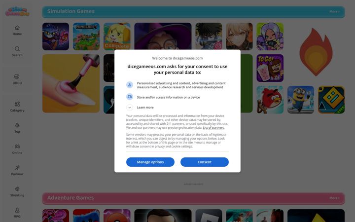 Screenshot of dicegameeos.com