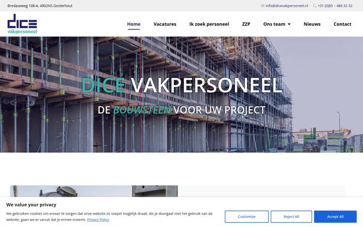 Ekrano kopija dicevakpersoneel.nl