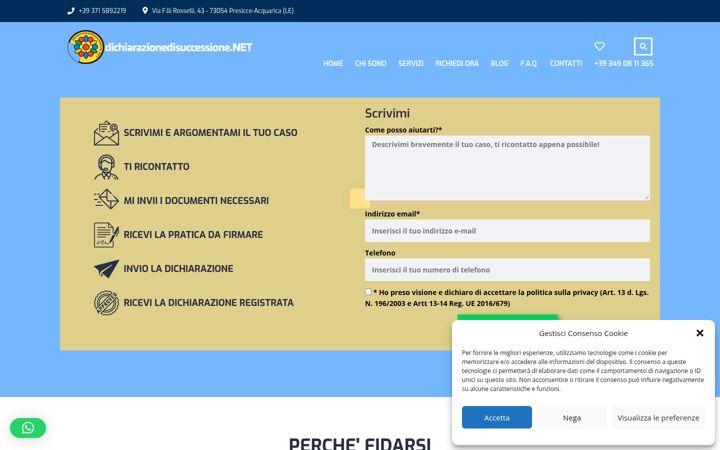 Екранна снимка на dichiarazionedisuccessione.net