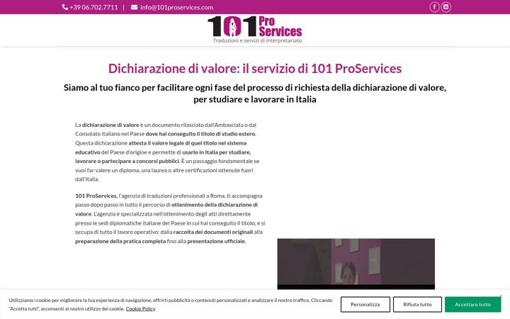 Screenshot of dichiarazionidivalore.com