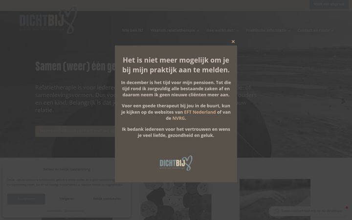 Screenshot of dichtbijrelatietherapie.nl