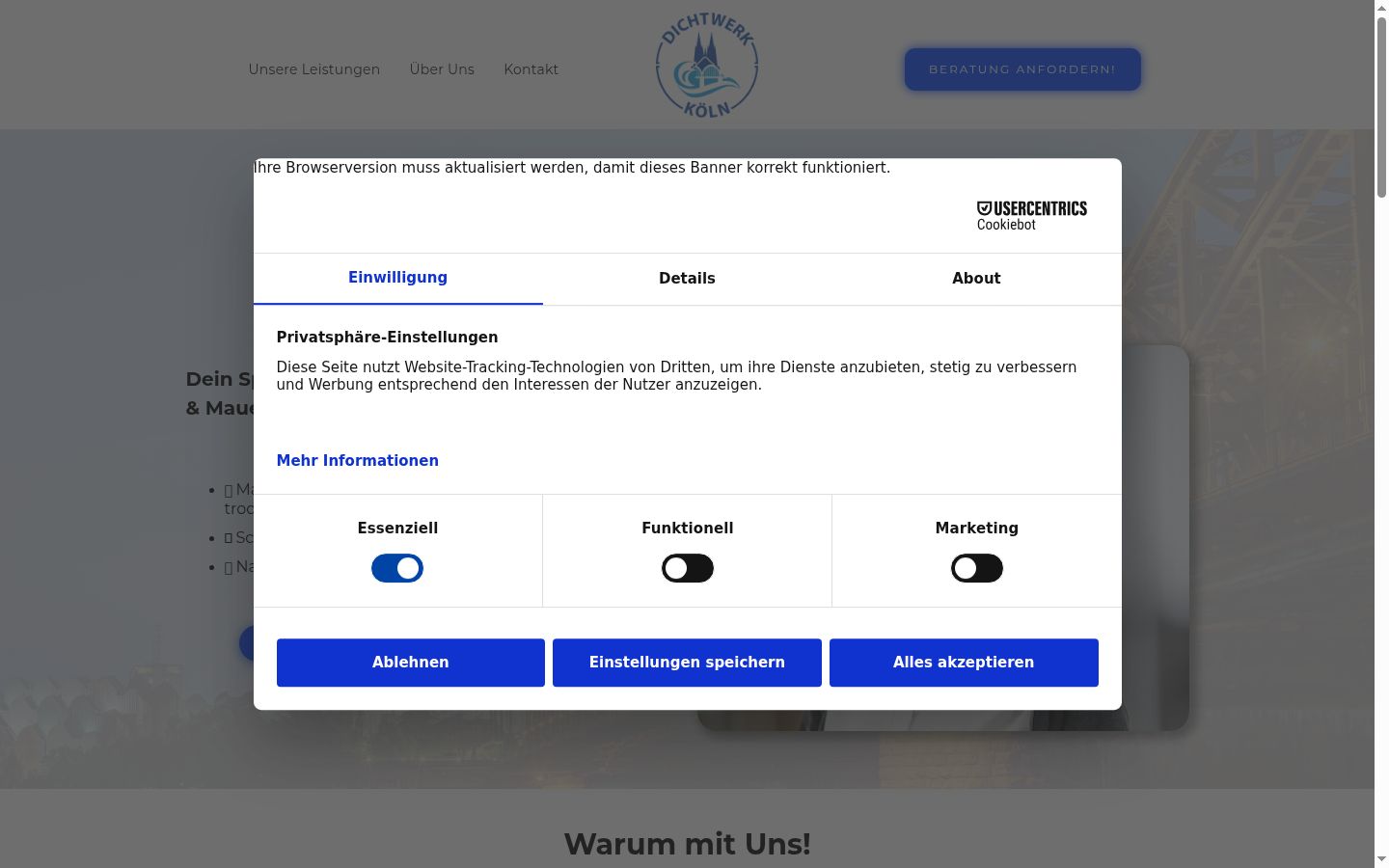 Screenshot of the consent banner shown before any interaction