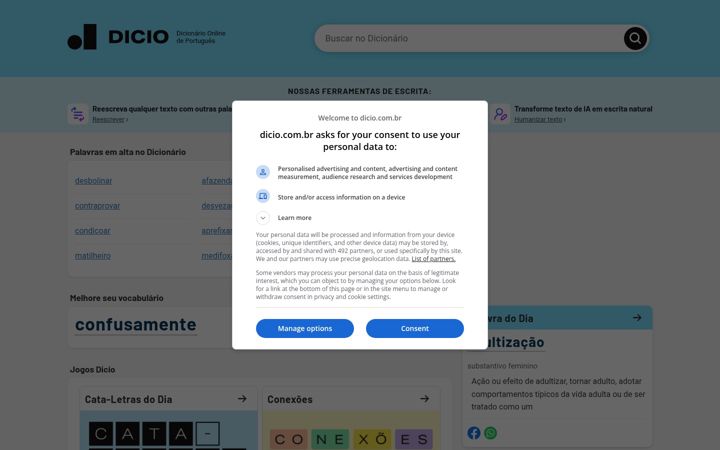 Zrzut ekranu dicio.com.br