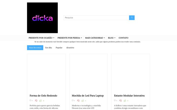 Screenshot stránky dicka.com.br