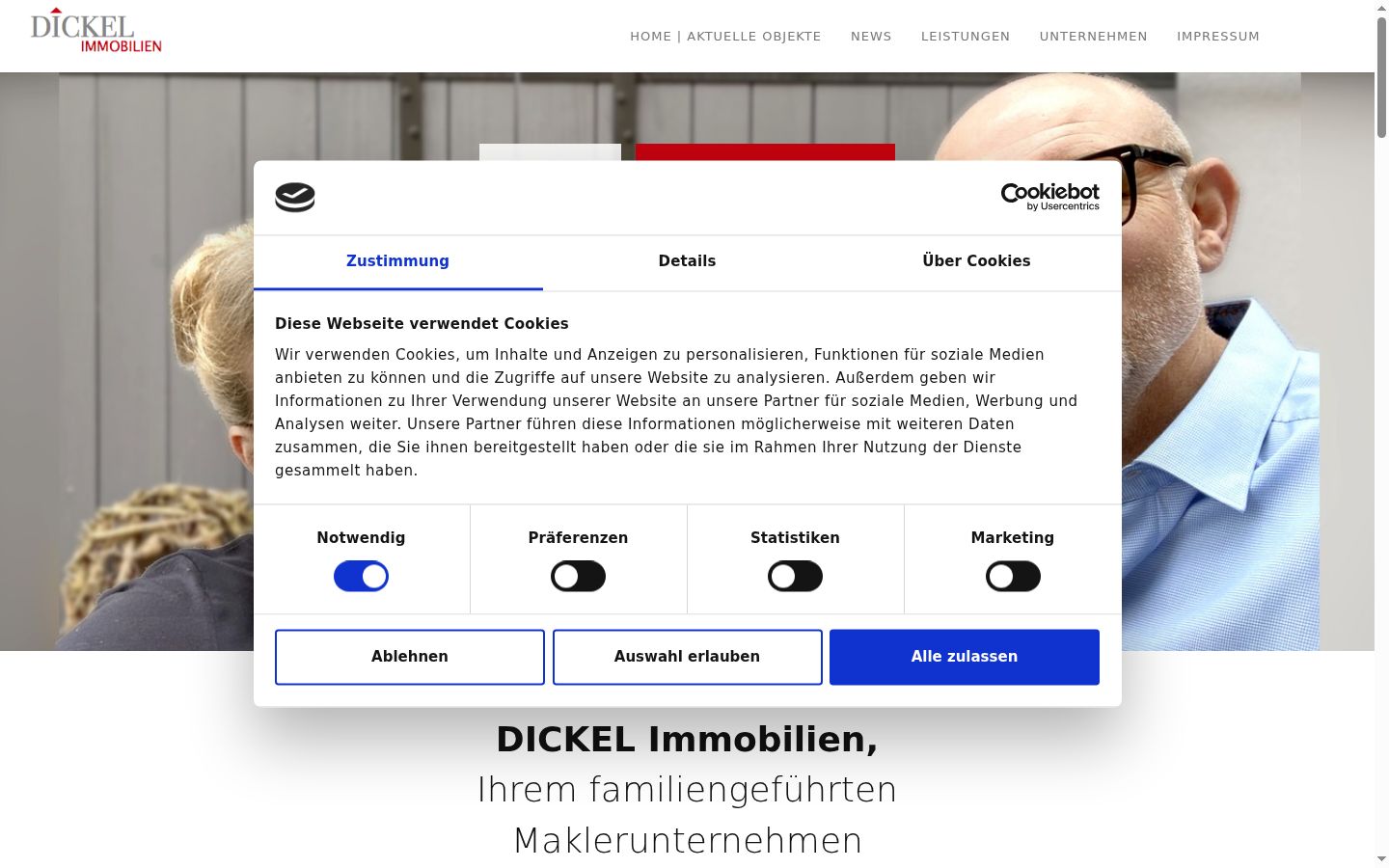 Screenshot of the consent banner shown before any interaction