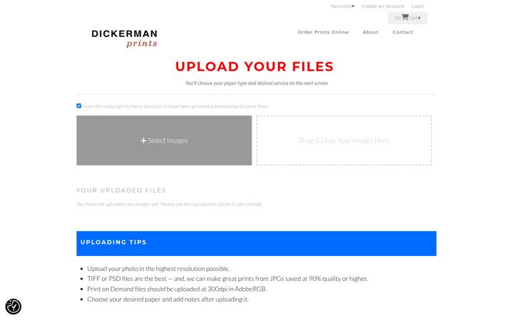 Screenshot of dickermanprintsonline.com