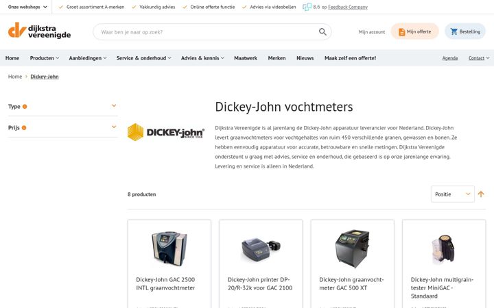 Ekrano kopija dickey-john.nl