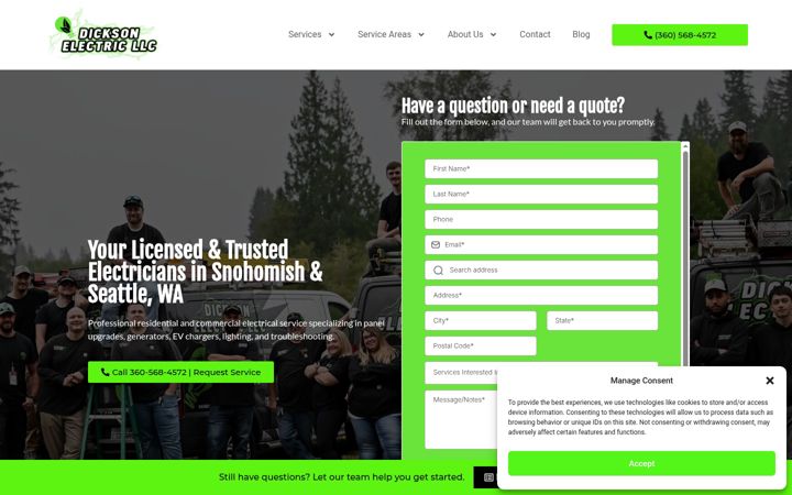 Screenshot of dicksonelectricllc.com