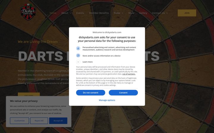 Screenshot of dickysdarts.com