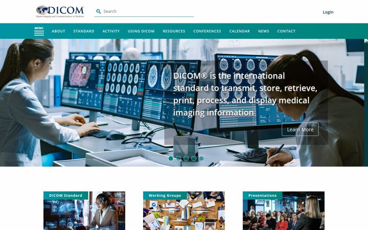 Screenshot of dicomstandard.org