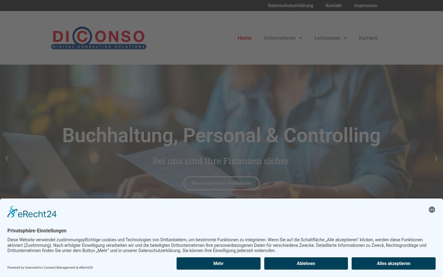Screenshot of the consent banner shown before any interaction