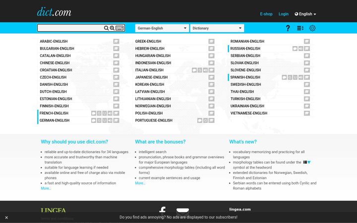 Screenshot of dict.com