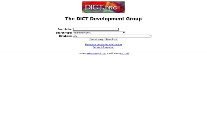 Skærmbillede af dict.org