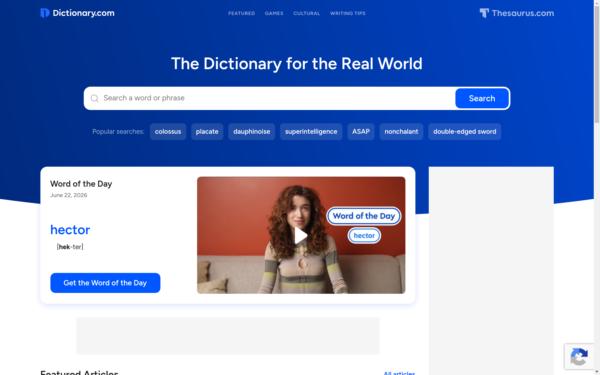 Screenshot of dictionary.com