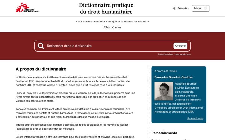 Screenshot of dictionnaire-droit-humanitaire.org