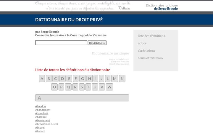 Screenshot of dictionnaire-juridique.com