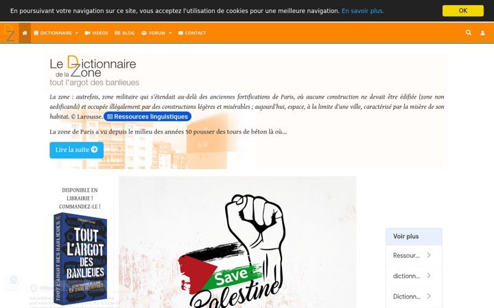 Екранна снимка на dictionnairedelazone.fr
