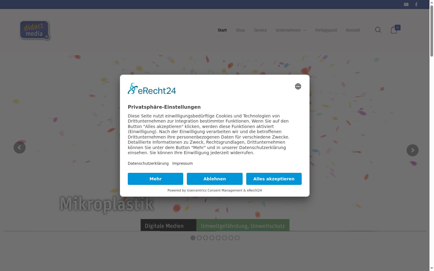 Sutikimo reklamjuostės, rodytos prieš bet kokią sąveiką, ekrano kopija