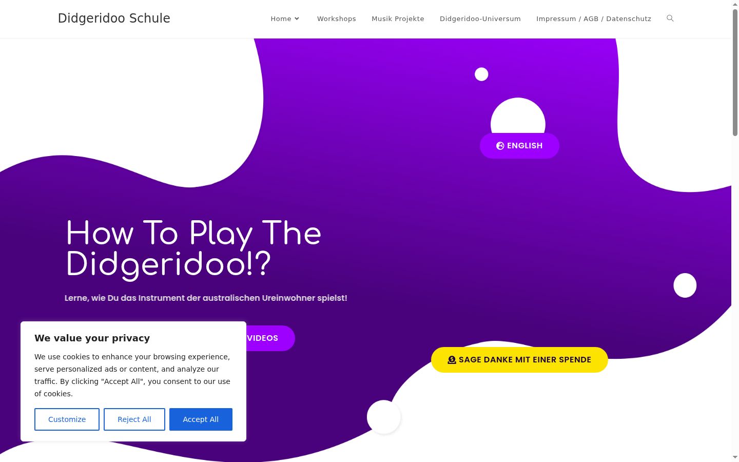 Screenshot del banner di consenso mostrato prima di qualsiasi interazione