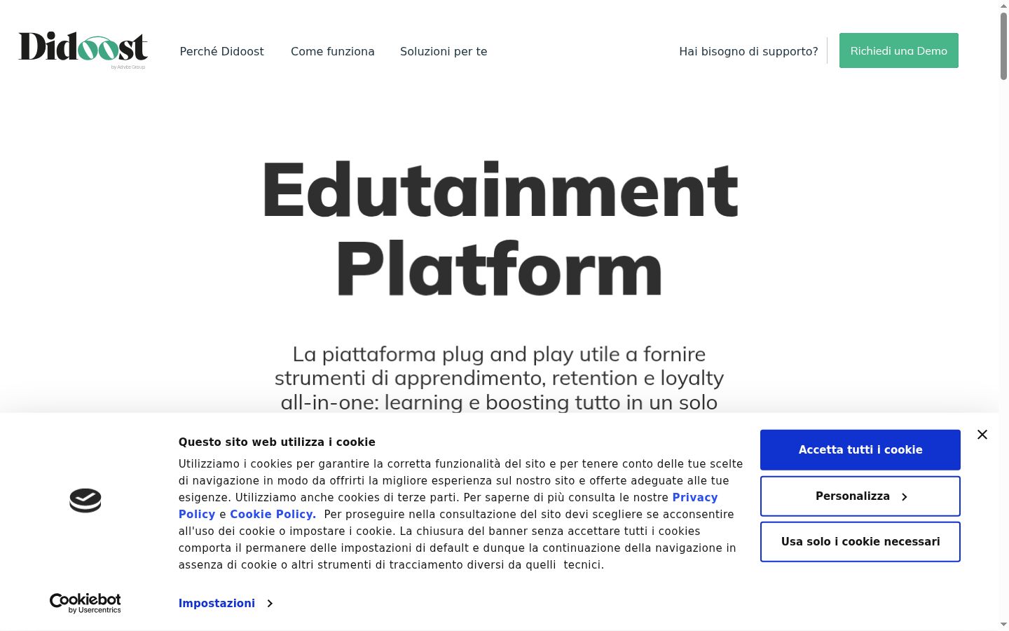 Captura de ecrã do banner de consentimento apresentado antes de qualquer interação