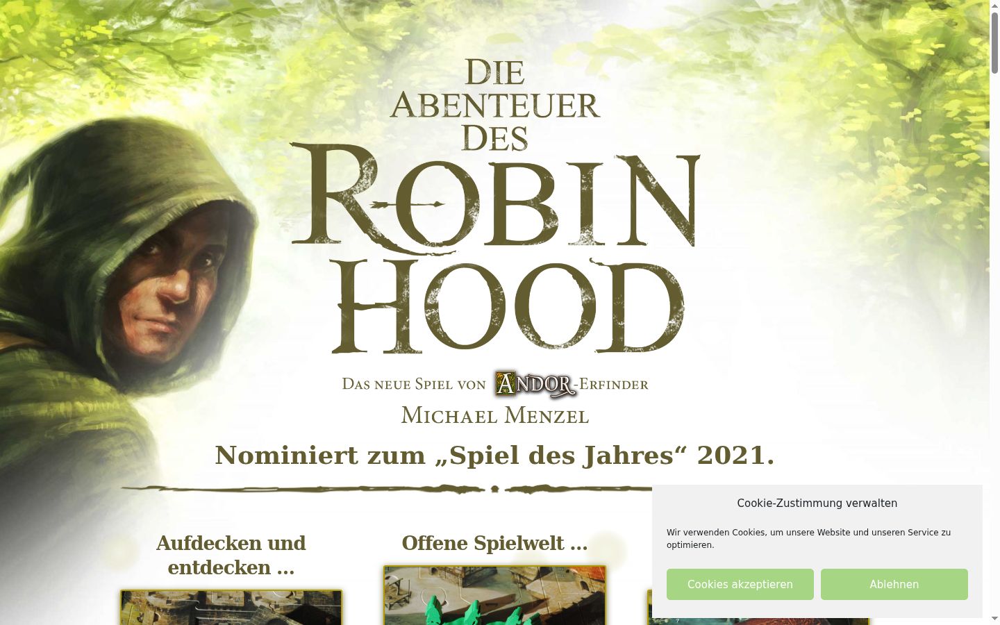 Screenshot des Einwilligungsbanners vor jeglicher Interaktion