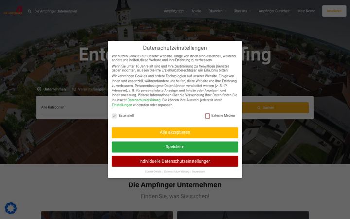 Skærmbillede af die-ampfinger.de