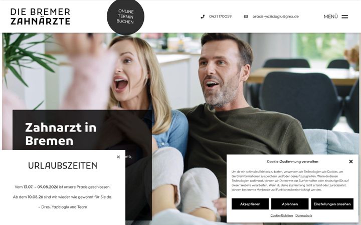 Snímek obrazovky die-bremer-zahnaerzte.de