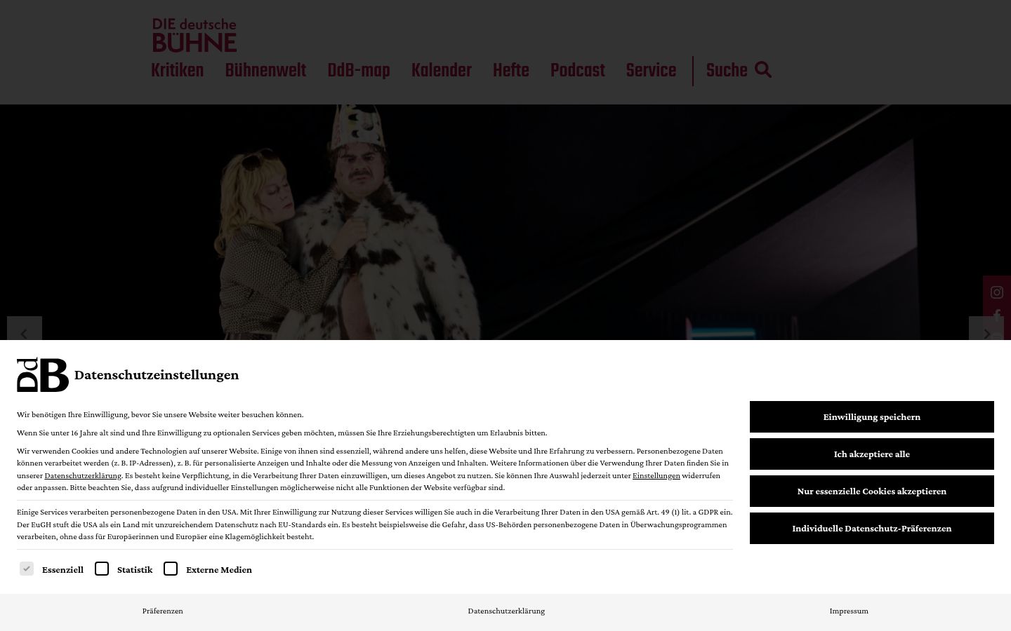Screenshot del banner di consenso mostrato prima di qualsiasi interazione