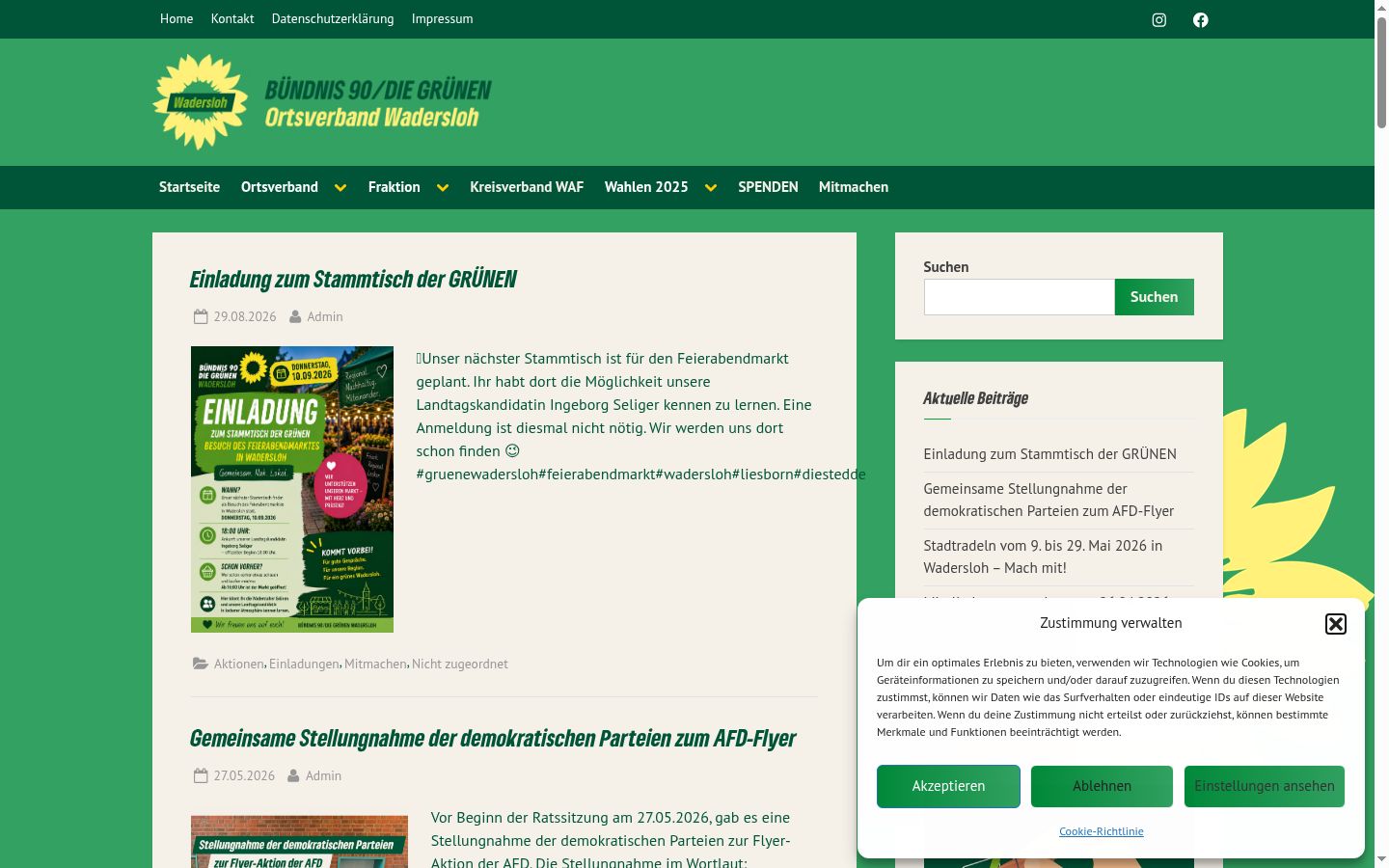 Screenshot of the consent banner shown before any interaction