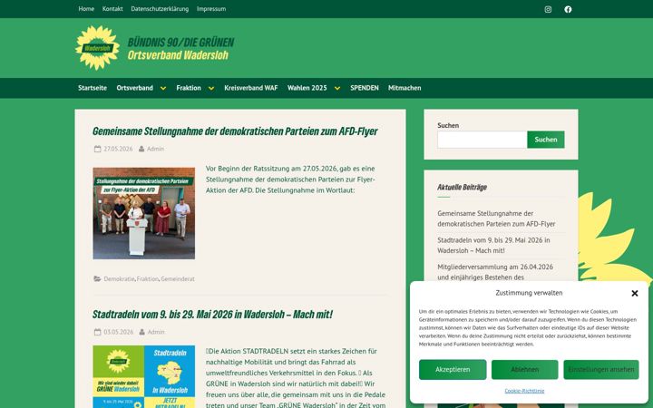 Snímek obrazovky die-gruenen-wadersloh.de