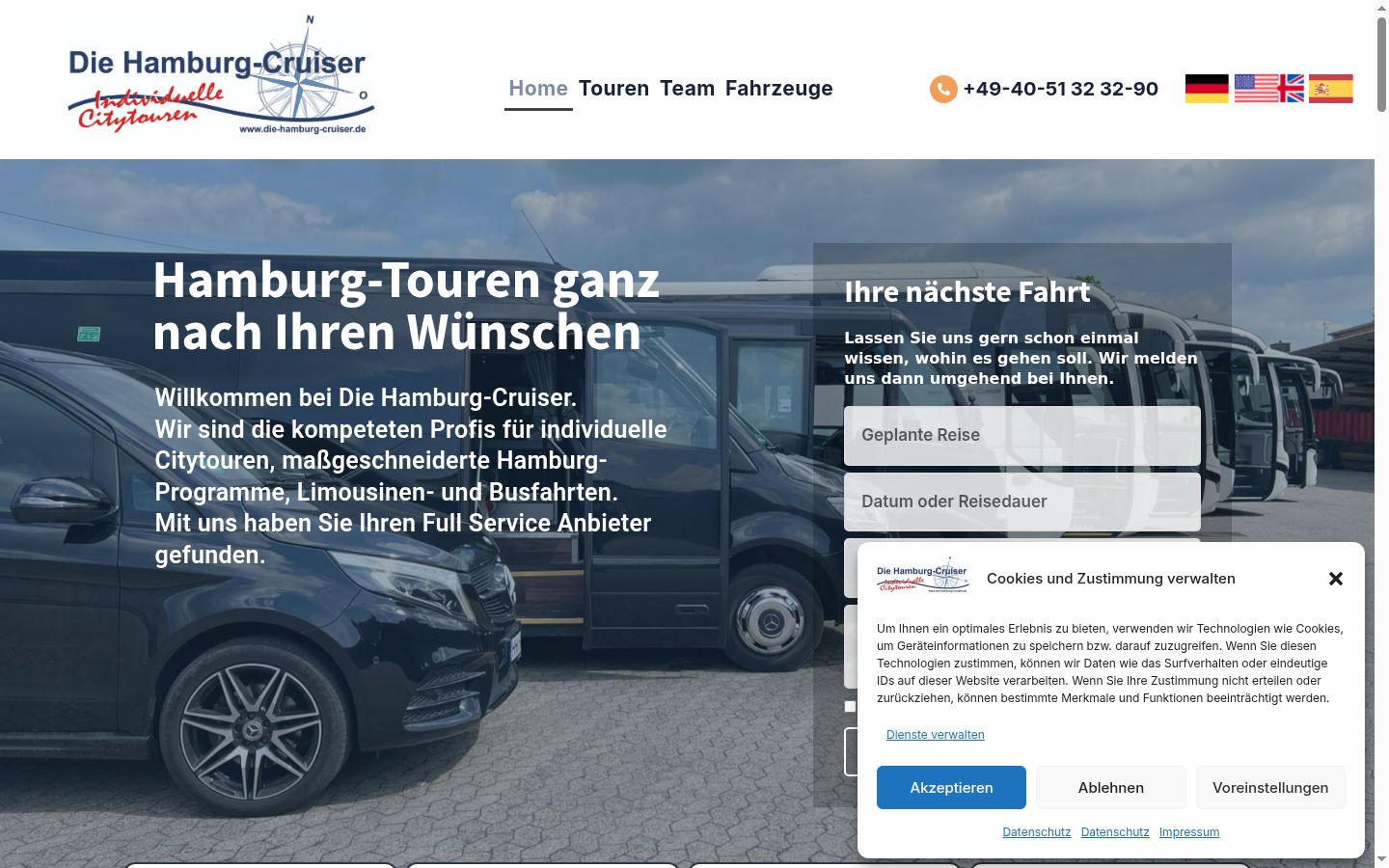 Screenshot des Einwilligungsbanners vor jeglicher Interaktion
