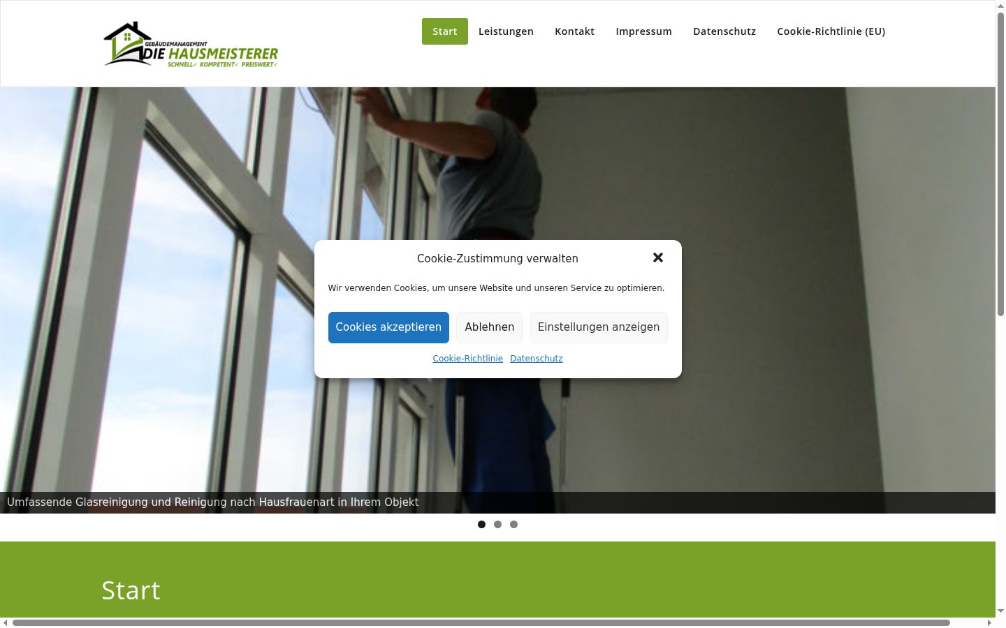 Screenshot van de toestemmingsbanner zoals getoond vóór enige interactie