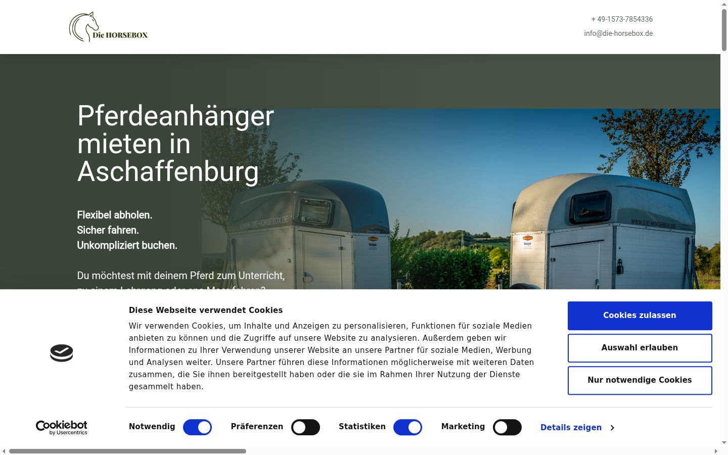 Screenshot des Einwilligungsbanners vor jeglicher Interaktion