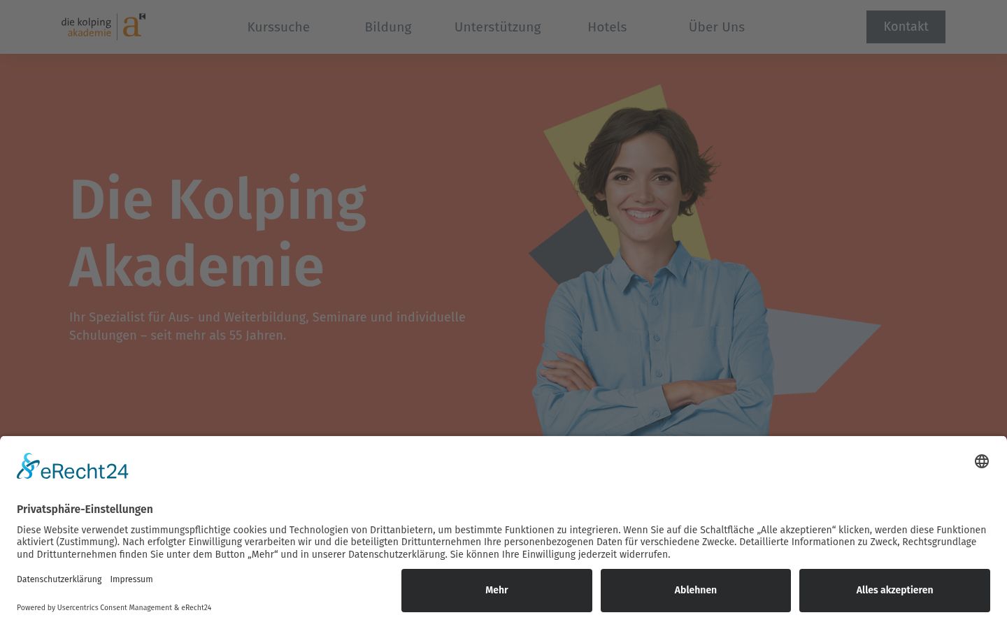 Screenshot des Einwilligungsbanners vor jeglicher Interaktion