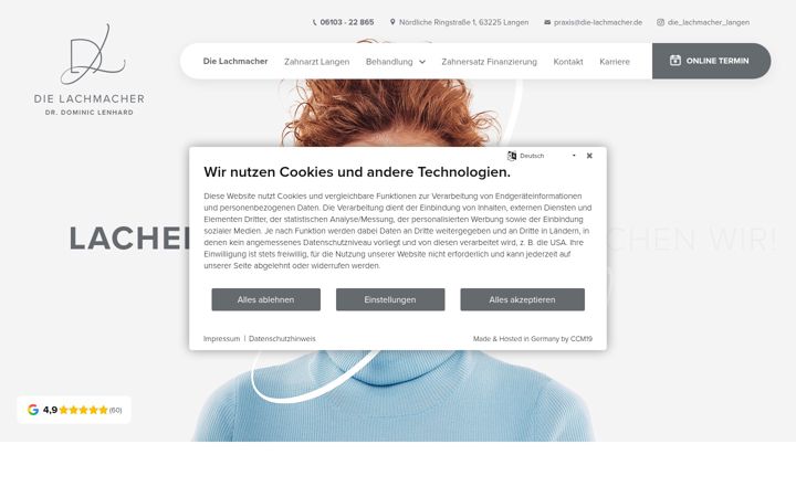 Kuvakaappaus sivustosta die-lachmacher.de
