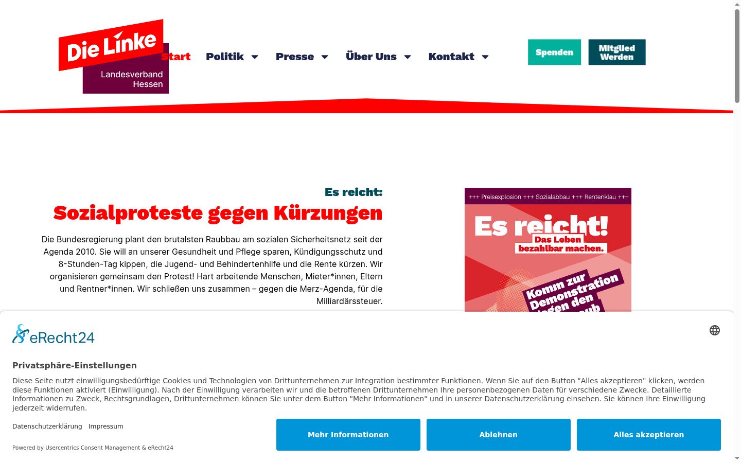 Zrzut ekranu banera zgody wyświetlanego przed jakąkolwiek interakcją