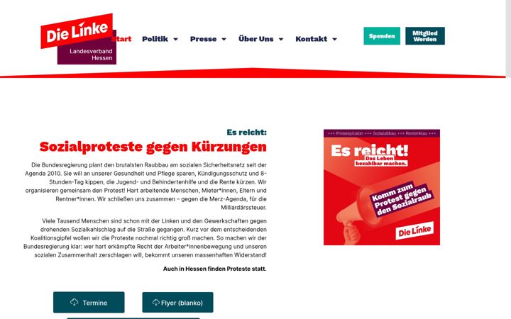 Zrzut ekranu die-linke-hessen.de