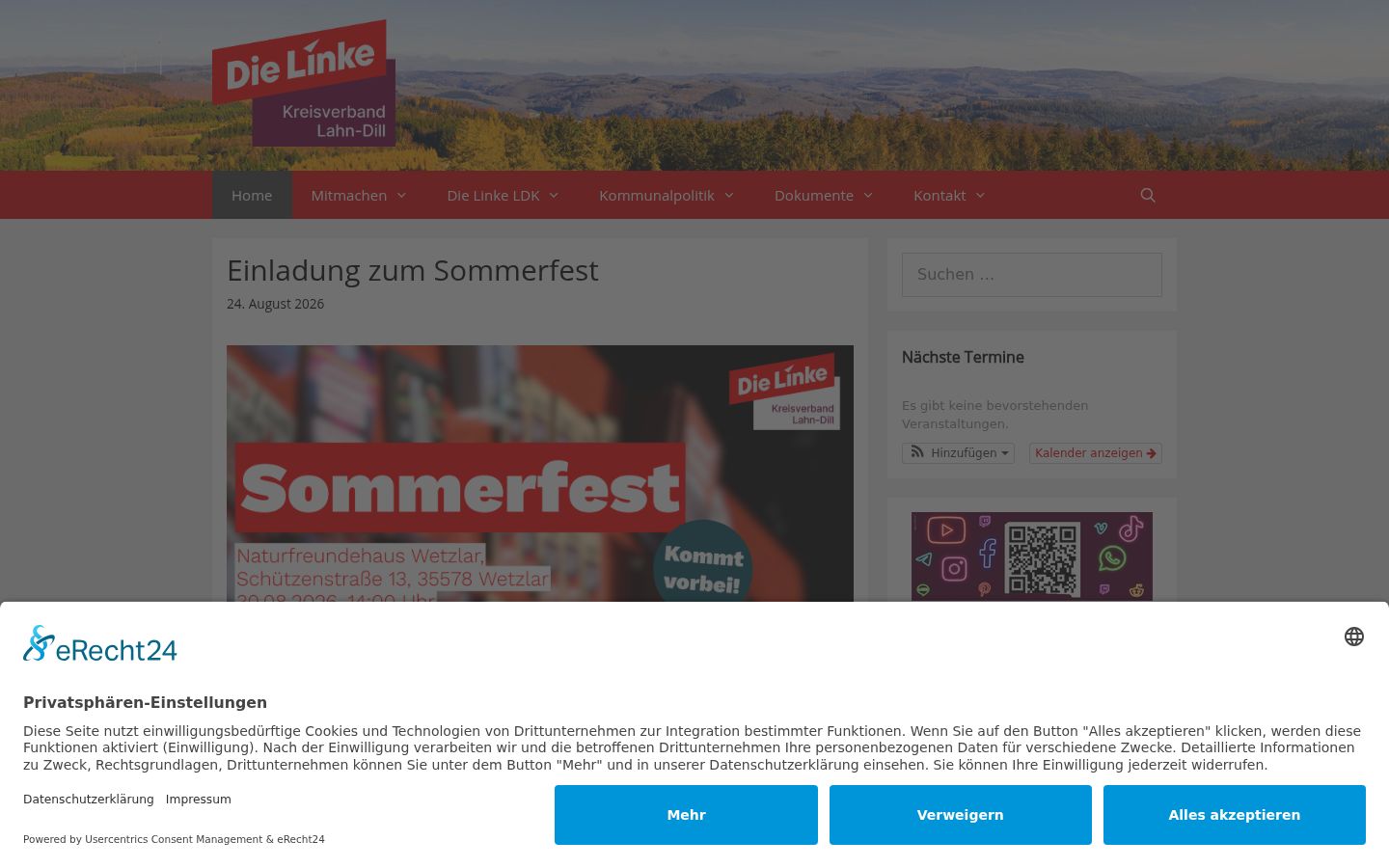 Skjermbilde av samtykkebanneret slik det vises før noen interaksjon