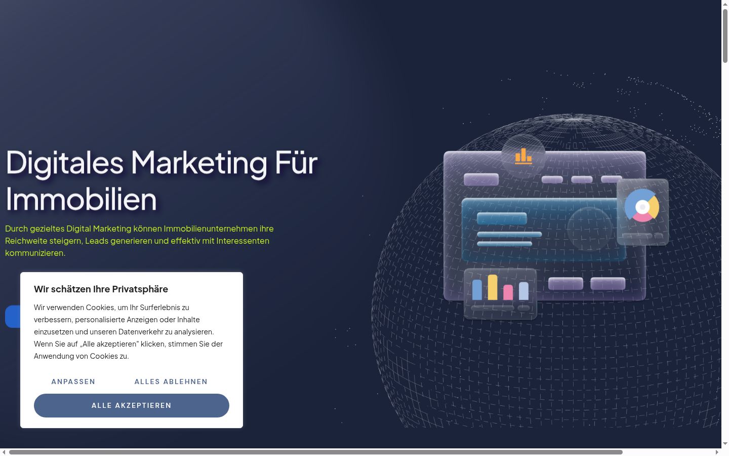 Screenshot del banner di consenso mostrato prima di qualsiasi interazione