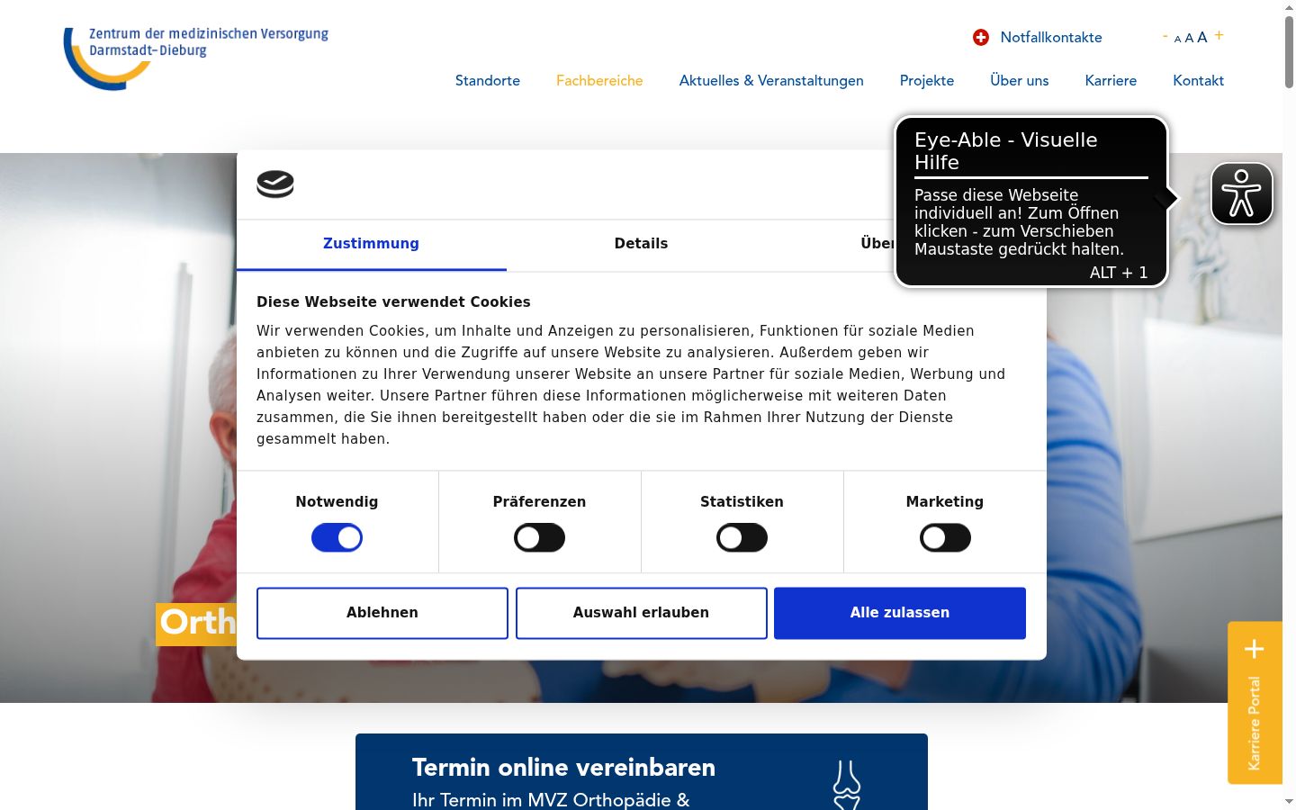 Captură de ecran a bannerului de consimțământ afișat înainte de orice interacțiune