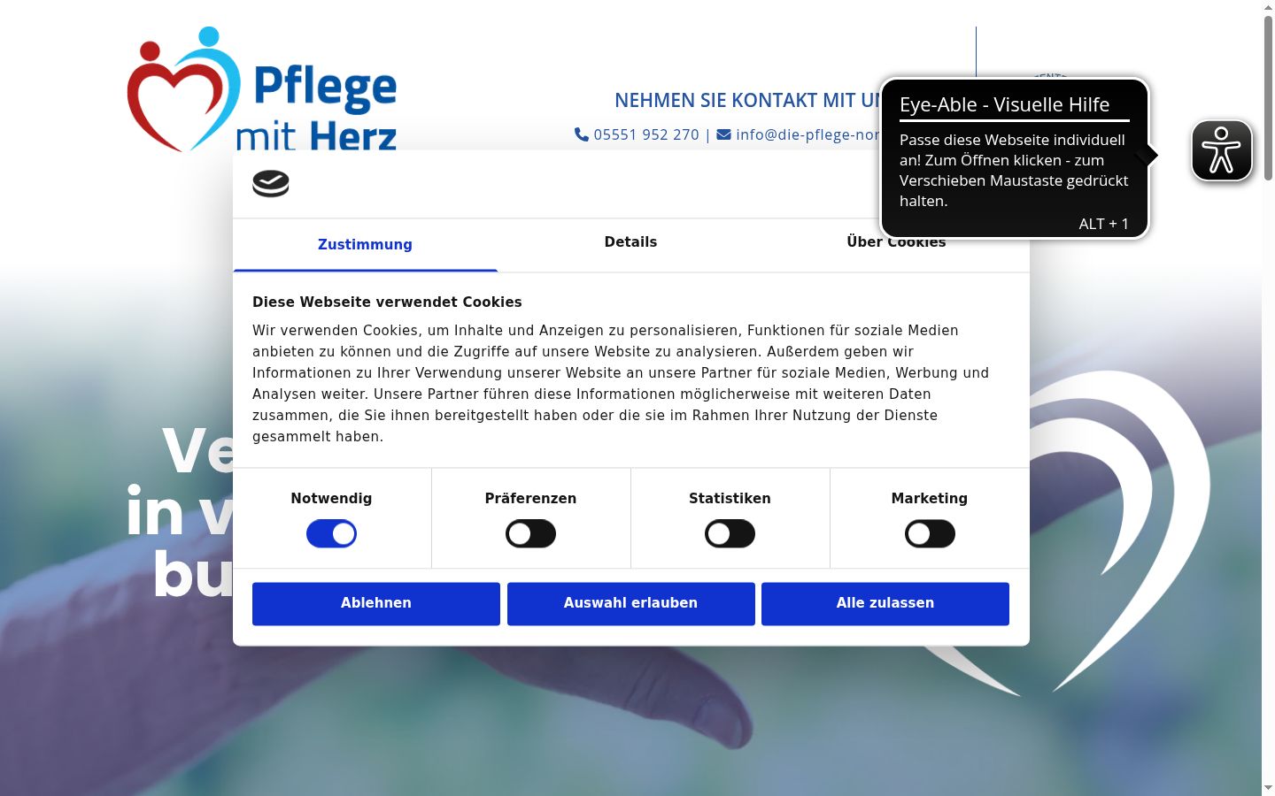 Screenshot del banner di consenso mostrato prima di qualsiasi interazione
