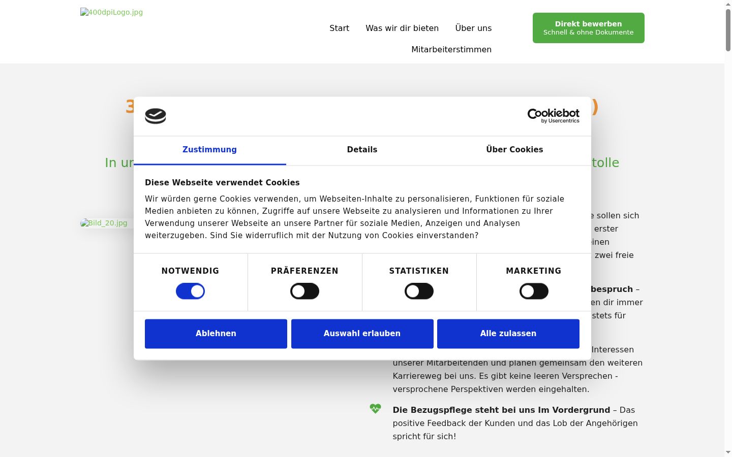 Skærmbillede af samtykkebanneret, som det blev vist før nogen interaktion