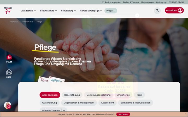 Ekrano kopija die-pflegewelt.de