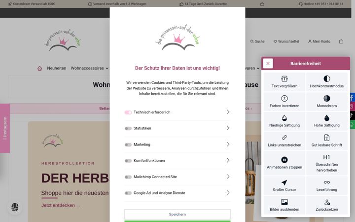 Screenshot of die-prinzessin-auf-der-erbse.de