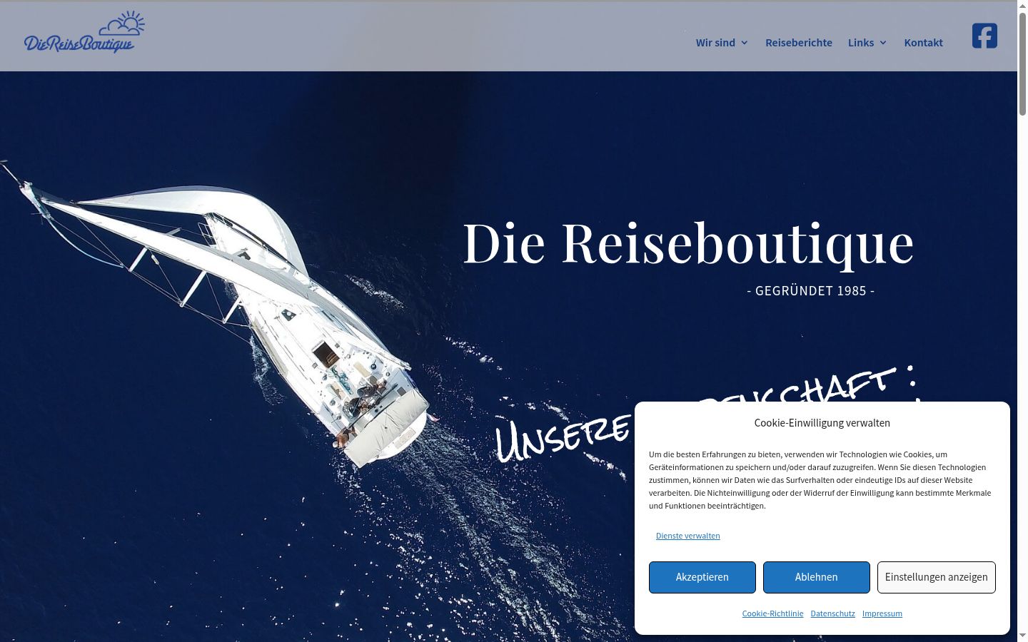 Screenshot des Einwilligungsbanners vor jeglicher Interaktion