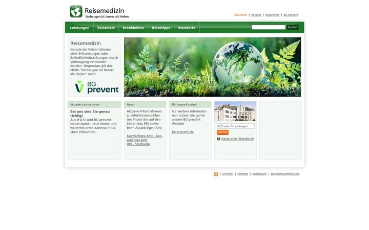 Kuvakaappaus sivustosta die-reisemedizin.de