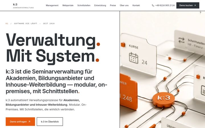 Kuvakaappaus sivustosta die-seminarverwaltung.de
