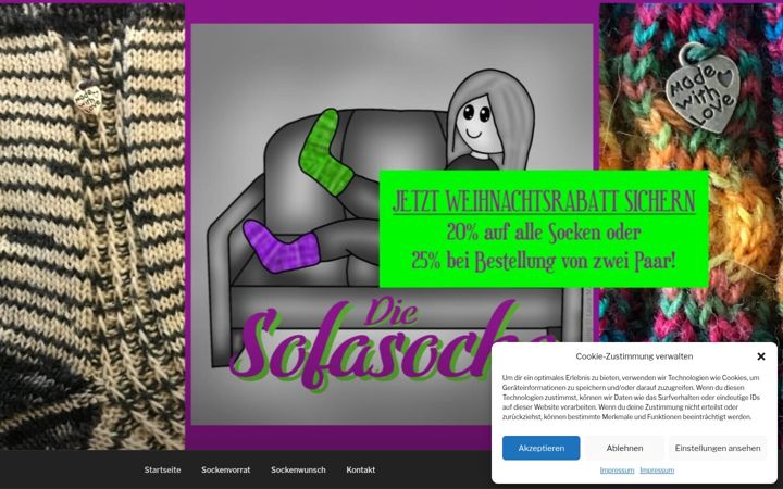 Kuvakaappaus sivustosta die-sofasocke.de