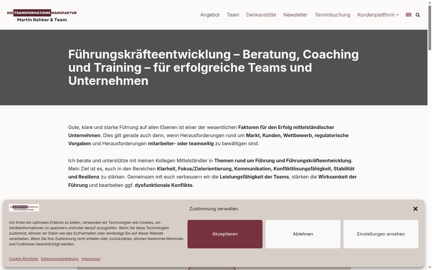 Screenshot des Einwilligungsbanners vor jeglicher Interaktion