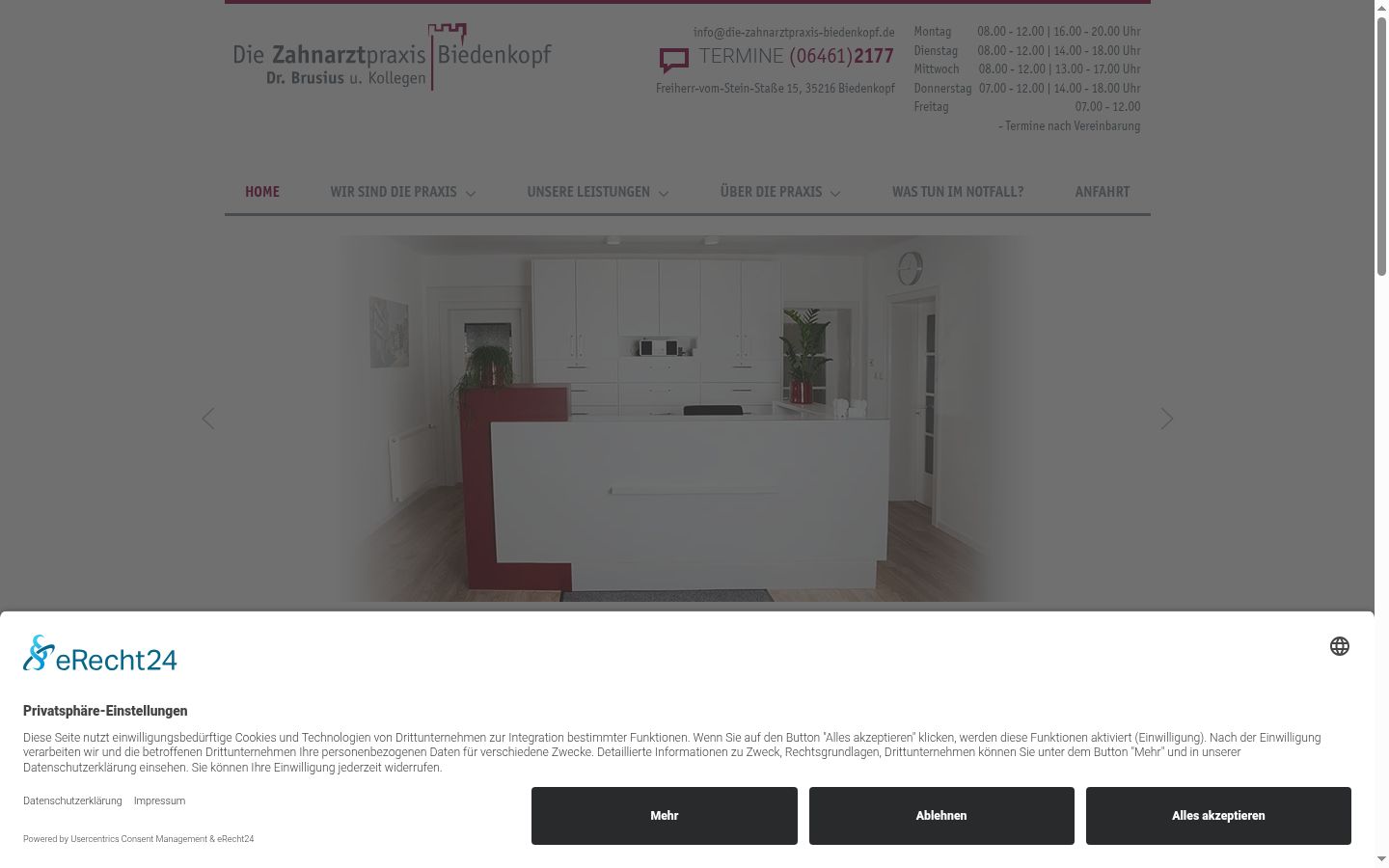 Screenshot del banner di consenso mostrato prima di qualsiasi interazione